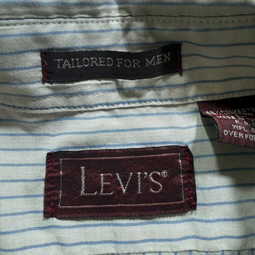 Vintage Levis Shirt Mens Large‎ Striped Button Paper Thin Taiwan ROC 80s